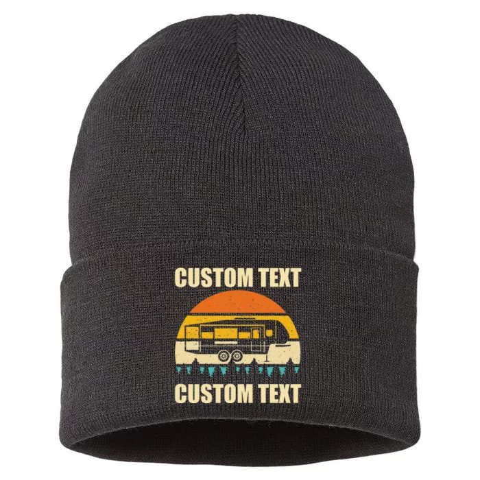 Custom Camper Rv Camping Road Trip Personalize Text Sustainable Knit Beanie