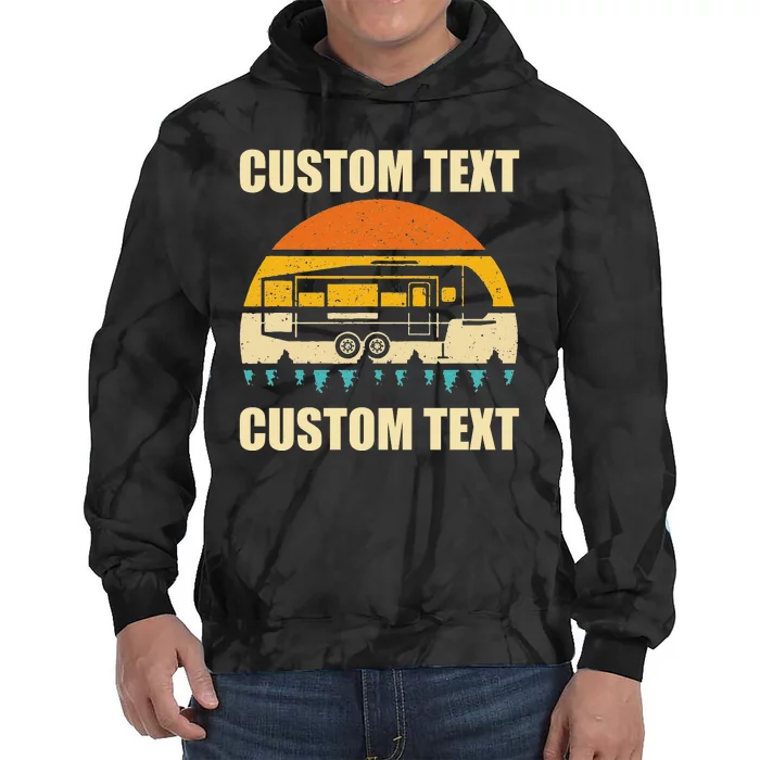 Custom Camper Rv Camping Road Trip Personalize Text Tie Dye Hoodie