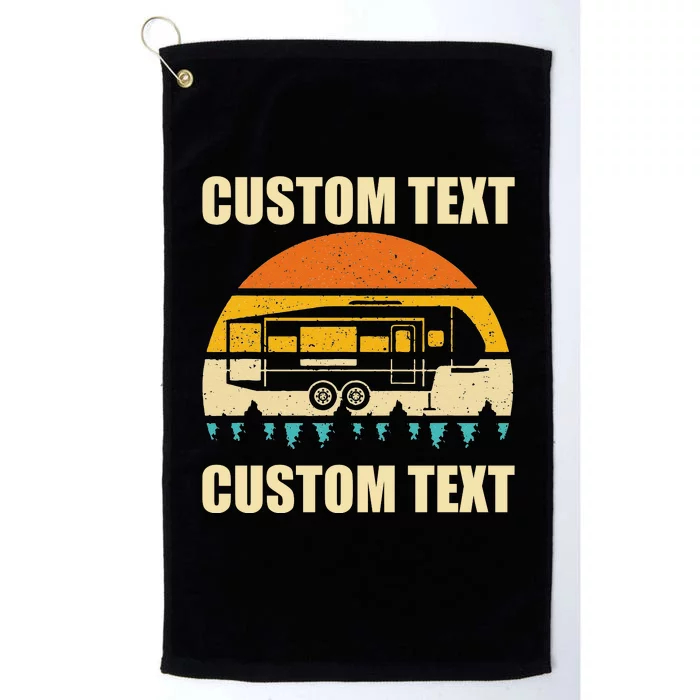 Custom Camper Rv Camping Road Trip Personalize Text Platinum Collection Golf Towel