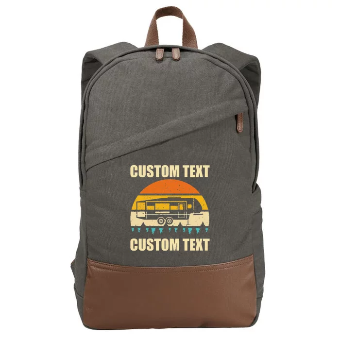 Custom Camper Rv Camping Road Trip Personalize Text Cotton Canvas Backpack