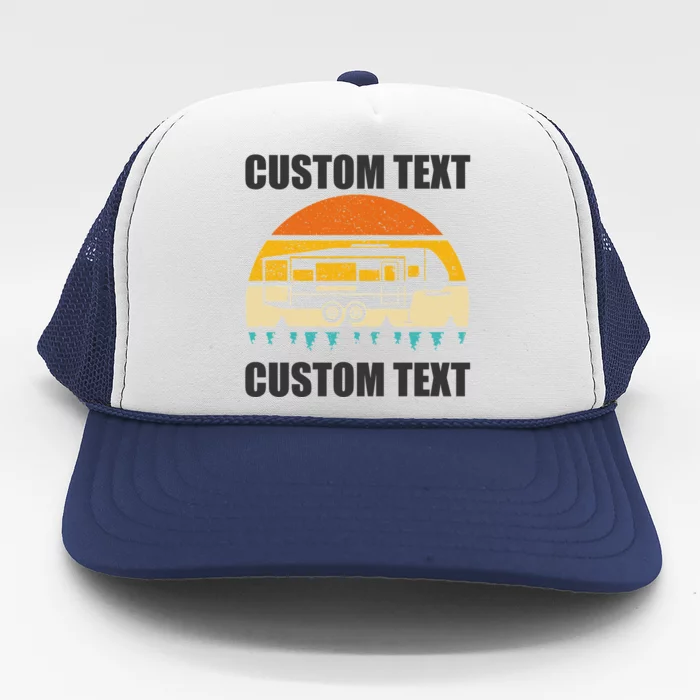 Custom Camper Rv Camping Road Trip Personalize Text Trucker Hat