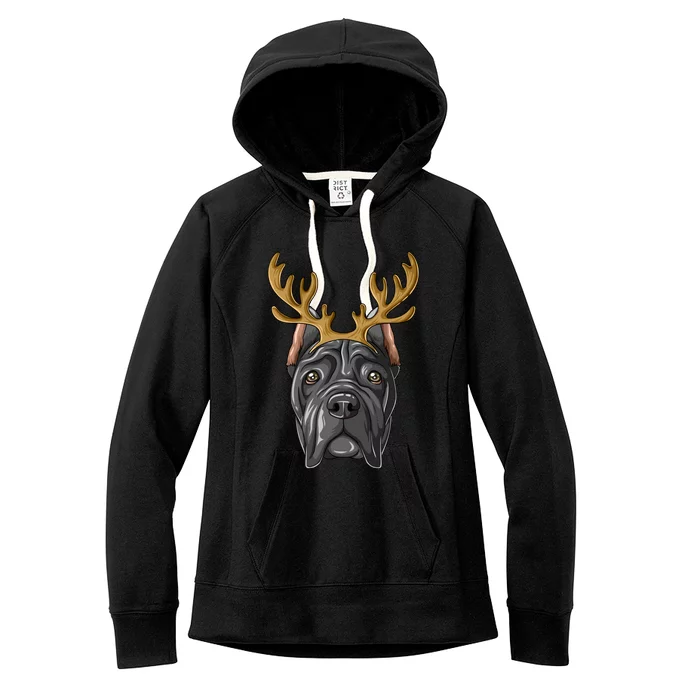 Cane Corso Reindeer Antlers Christmas Cane Corso Gift Women's Fleece Hoodie