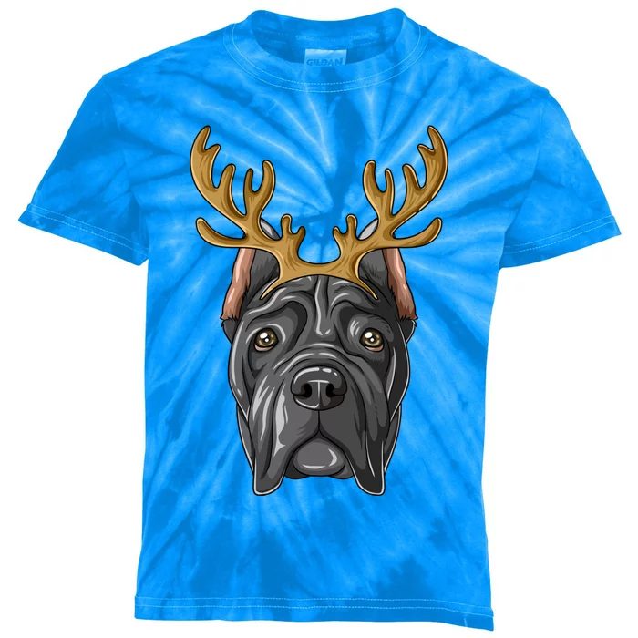 Cane Corso Reindeer Antlers Christmas Cane Corso Gift Kids Tie-Dye T-Shirt