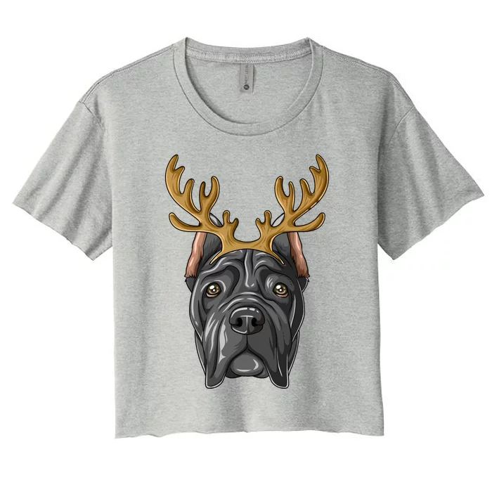 Cane Corso Reindeer Antlers Christmas Cane Corso Gift Women's Crop Top Tee