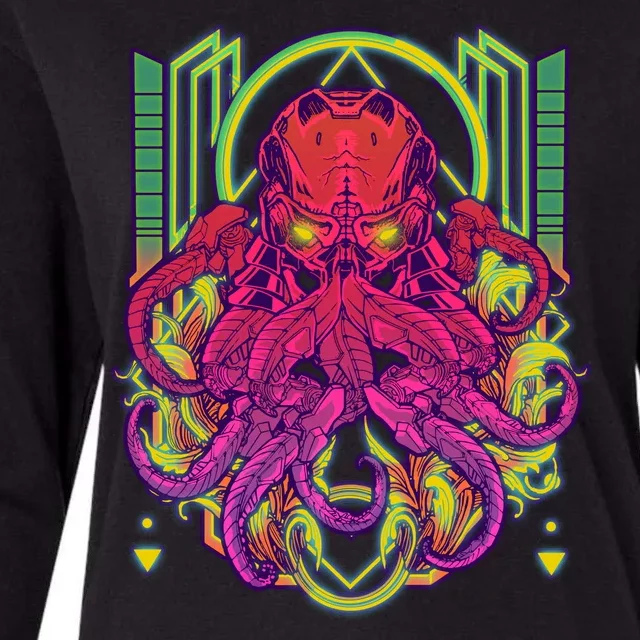 Cool Cybernetic Robot Octopus Squid Womens Cotton Relaxed Long Sleeve T-Shirt