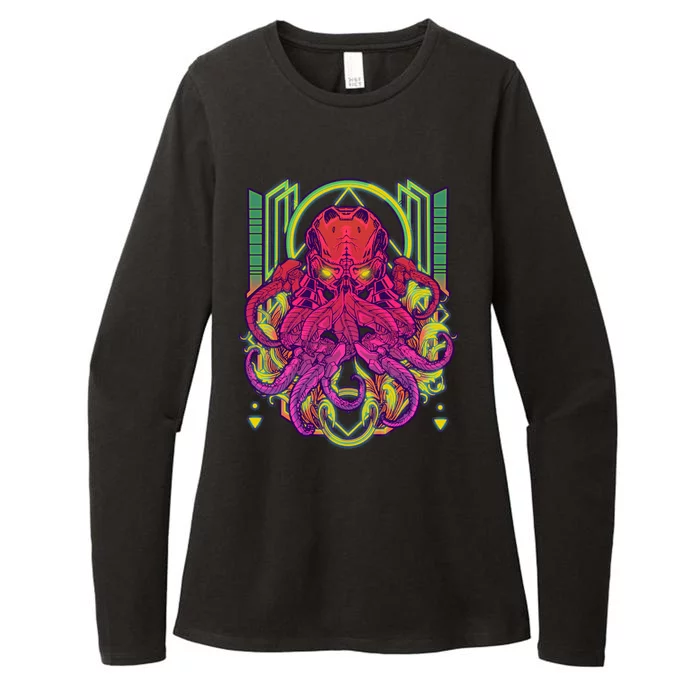 Cool Cybernetic Robot Octopus Squid Womens CVC Long Sleeve Shirt