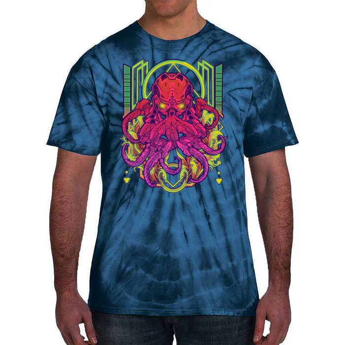 Cool Cybernetic Robot Octopus Squid Tie-Dye T-Shirt