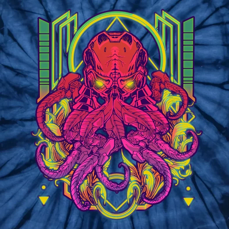 Cool Cybernetic Robot Octopus Squid Tie-Dye T-Shirt