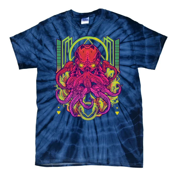 Cool Cybernetic Robot Octopus Squid Tie-Dye T-Shirt