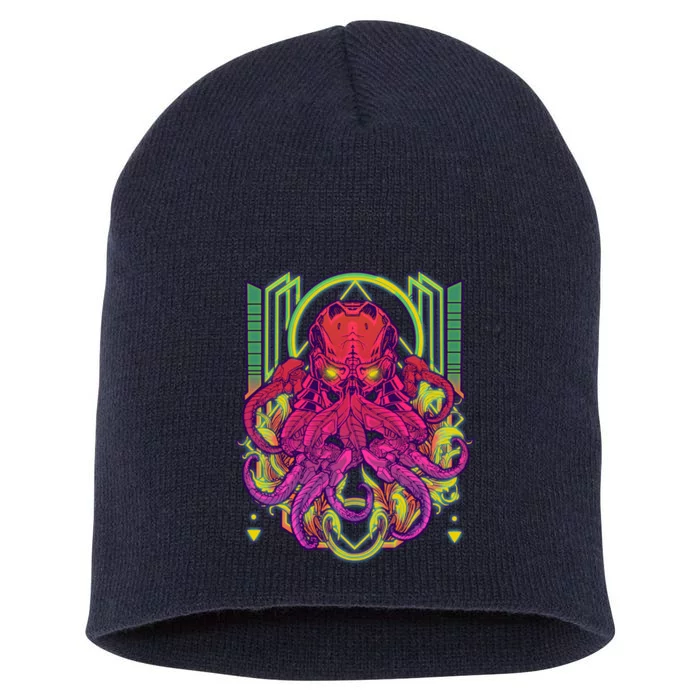 Cool Cybernetic Robot Octopus Squid Short Acrylic Beanie