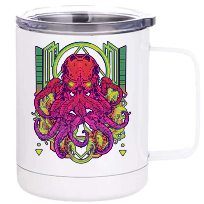 Cool Cybernetic Robot Octopus Squid Front & Back 12oz Stainless Steel Tumbler Cup