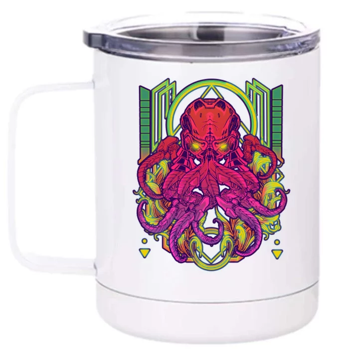 Cool Cybernetic Robot Octopus Squid Front & Back 12oz Stainless Steel Tumbler Cup