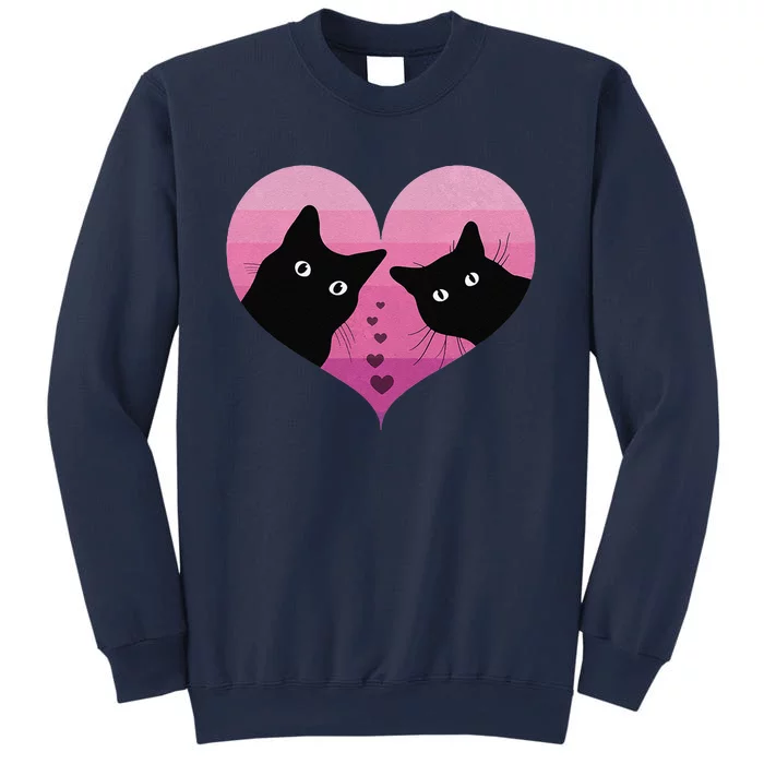 Cat Couple Retro Vintage Funny Black Cat Valentine Day Sweatshirt