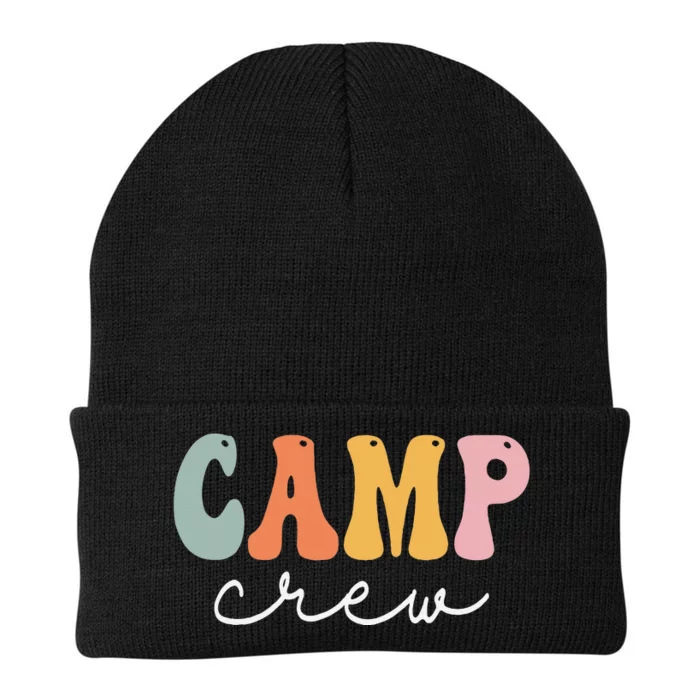 Camp Crew Retro Groovy Vintage Happy First Day Of School Knit Cap Winter Beanie