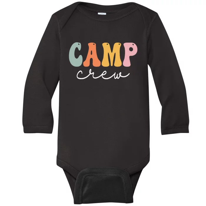 Camp Crew Retro Groovy Vintage Happy First Day Of School Baby Long Sleeve Bodysuit