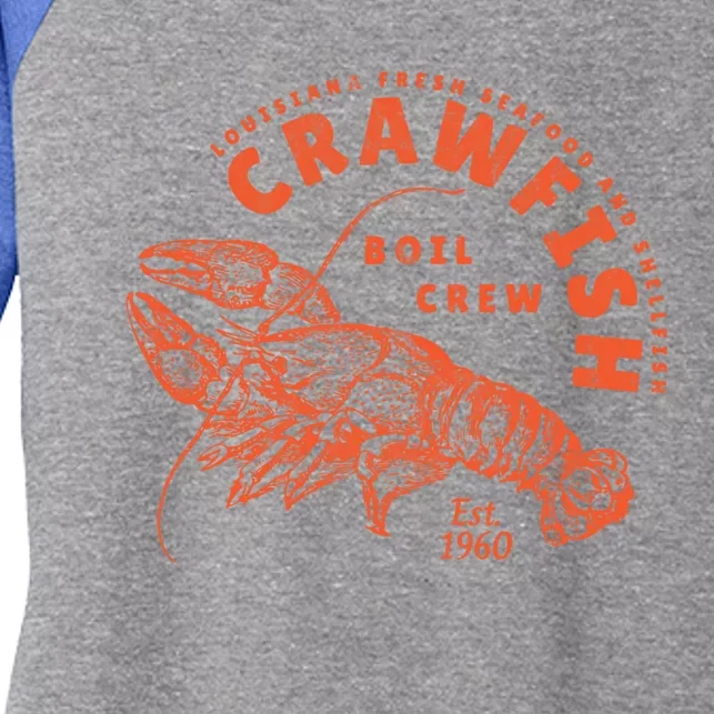 Crawfish Crew Retro Louisiana Cajun Seafood Gift Women's Tri-Blend 3/4-Sleeve Raglan Shirt