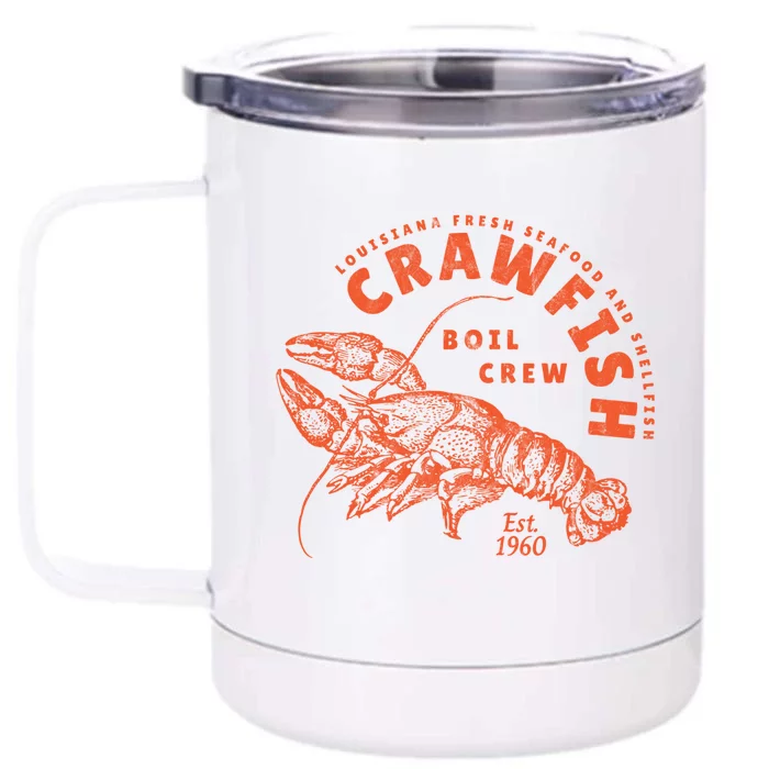 Crawfish Crew Retro Louisiana Cajun Seafood Gift Front & Back 12oz Stainless Steel Tumbler Cup