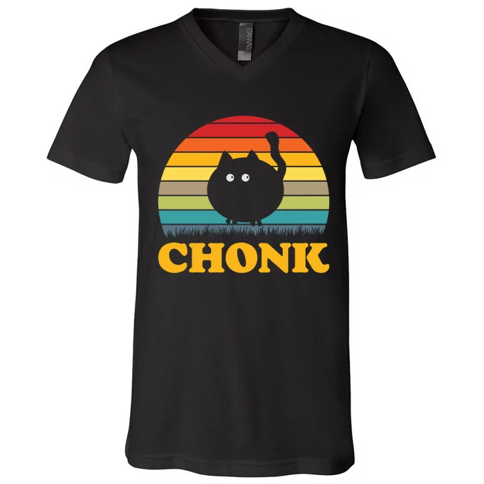 Chonk Cat Retro Vintage V-Neck T-Shirt