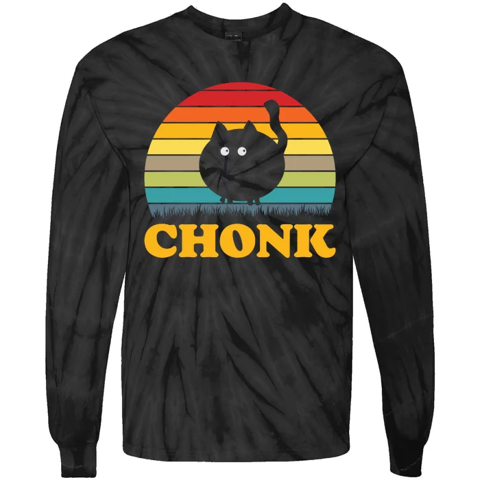 Chonk Cat Retro Vintage Tie-Dye Long Sleeve Shirt