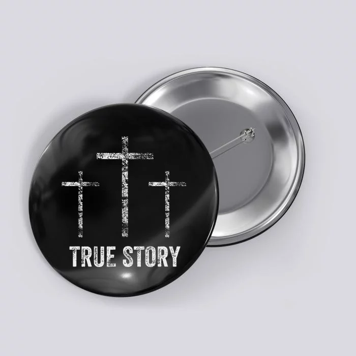 Christian Christmas Resurrection Day Jesus Three Crosses Button