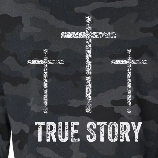 Christian Christmas Resurrection Day Jesus Three Crosses Cropped Pullover Crew