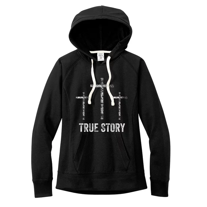 Christian Christmas Resurrection Day Jesus Three Crosses Women's Fleece Hoodie