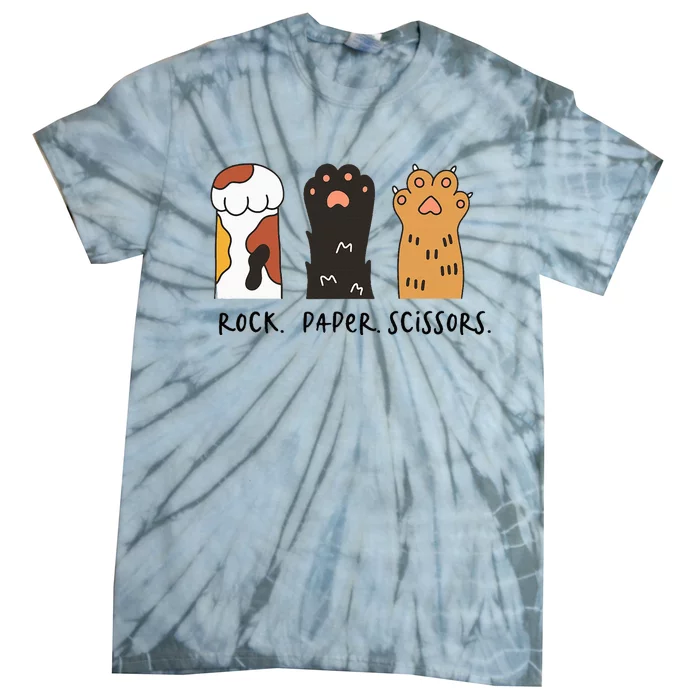 Cute Cat Rock Paper Scissors Playful Paws Tie-Dye T-Shirt