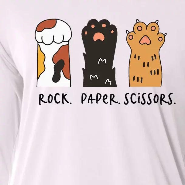 Cute Cat Rock Paper Scissors Playful Paws Cooling Performance Long Sleeve Crew