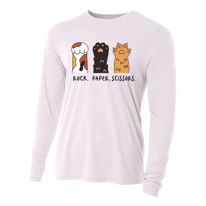 Cute Cat Rock Paper Scissors Playful Paws Cooling Performance Long Sleeve Crew