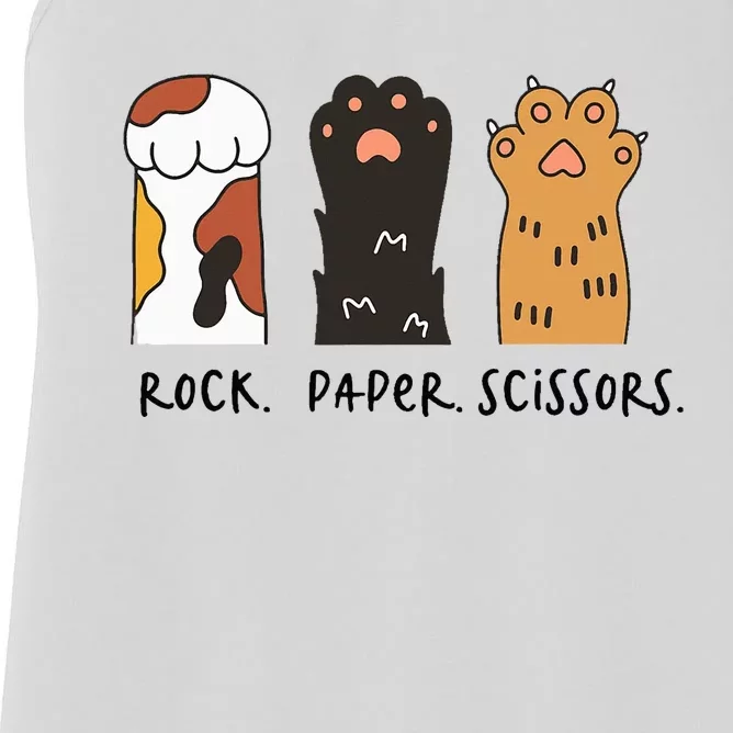 Cute Cat Rock Paper Scissors Playful Paws Women's Racerback Tank