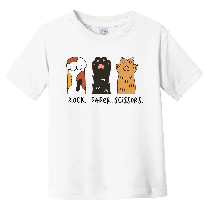 Cute Cat Rock Paper Scissors Playful Paws Toddler T-Shirt