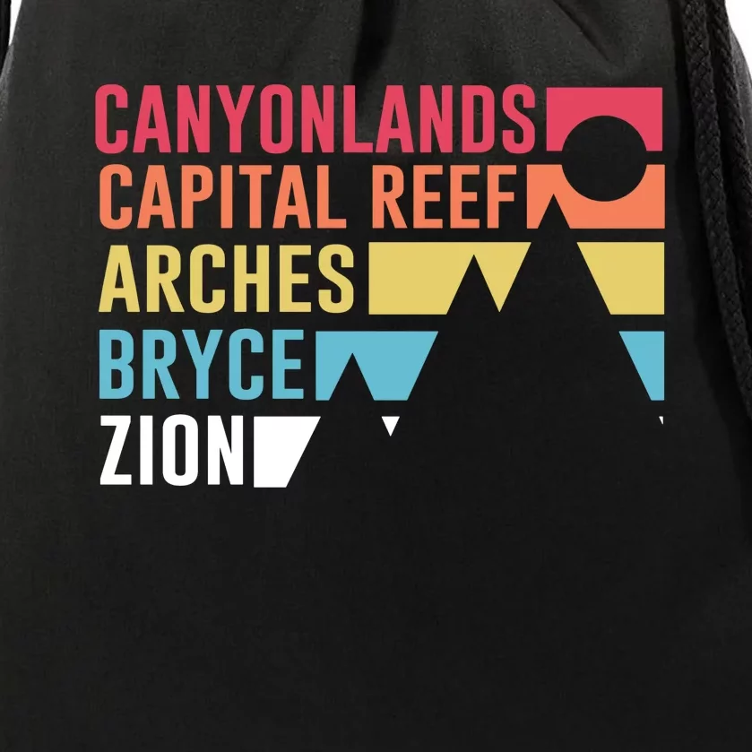 Canyonlands Capital Reef Arches Zion Bryce Utahs National Parks Drawstring Bag