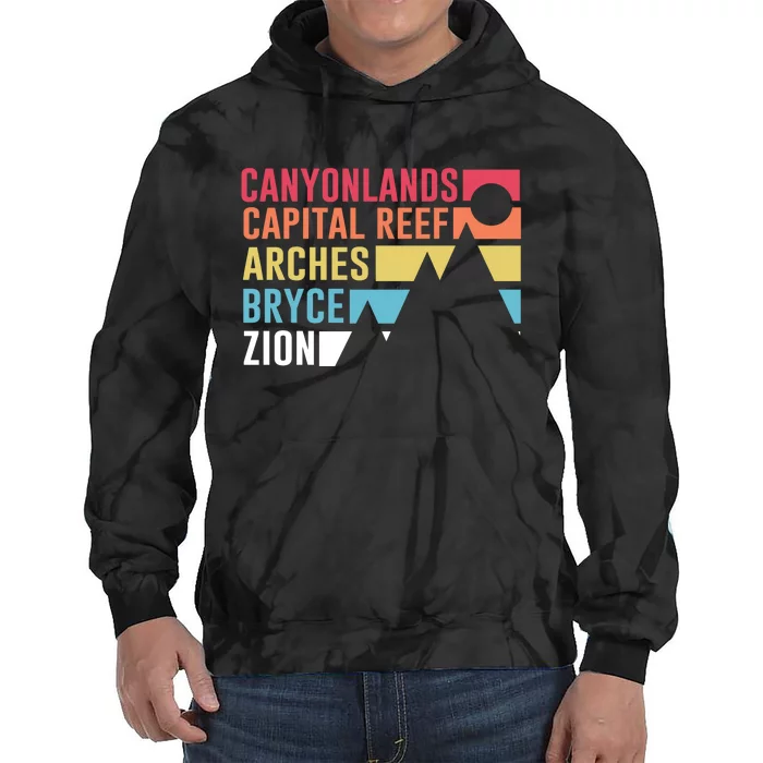 Canyonlands Capital Reef Arches Zion Bryce Utahs National Parks Tie Dye Hoodie