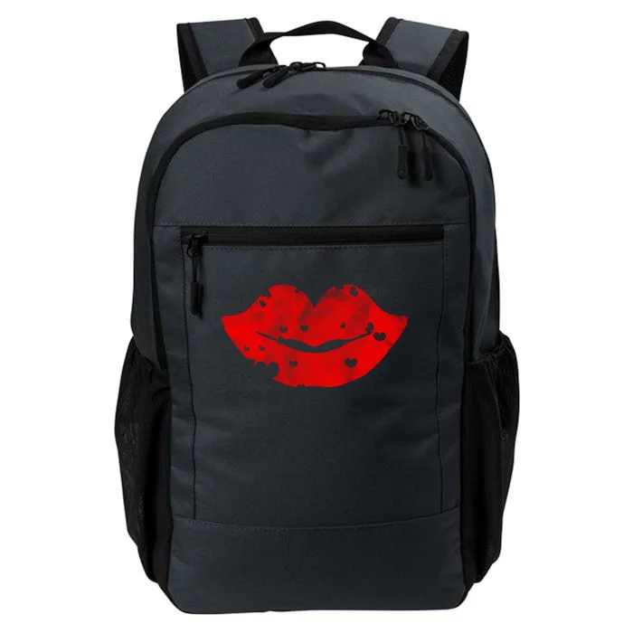 Cute Cloudy Red Lips Gift Hearts Distressed Valentine's Day Gift Daily Commute Backpack