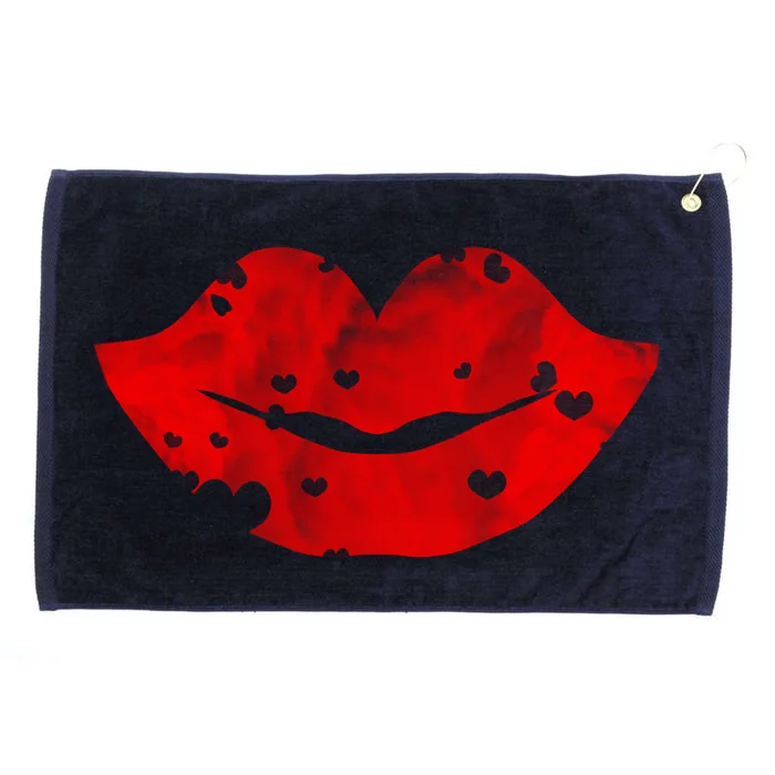 Cute Cloudy Red Lips Gift Hearts Distressed Valentine's Day Gift Grommeted Golf Towel