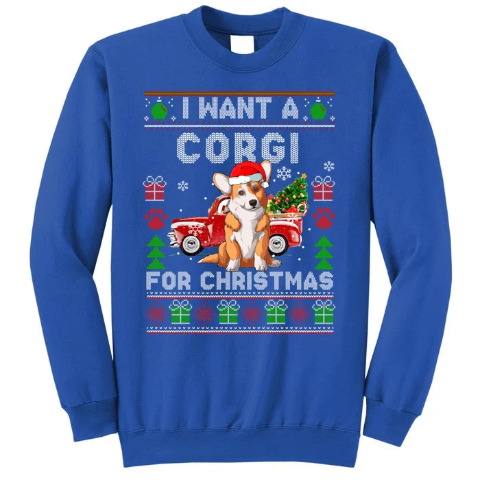 Cool Corgi Red Truck Christmas Ugly Xmas Sweater Dog Lover Gift Tall Sweatshirt