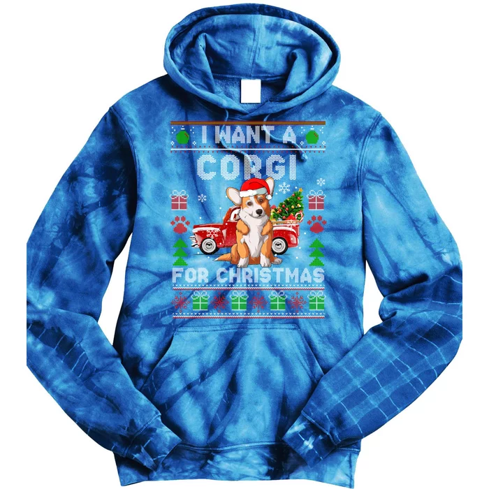 Cool Corgi Red Truck Christmas Ugly Xmas Sweater Dog Lover Gift Tie Dye Hoodie