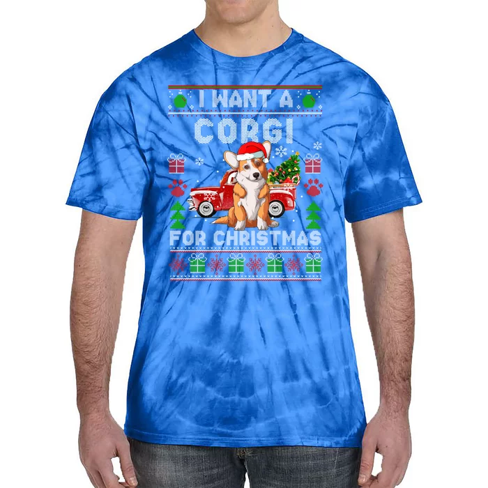 Cool Corgi Red Truck Christmas Ugly Xmas Sweater Dog Lover Gift Tie-Dye T-Shirt