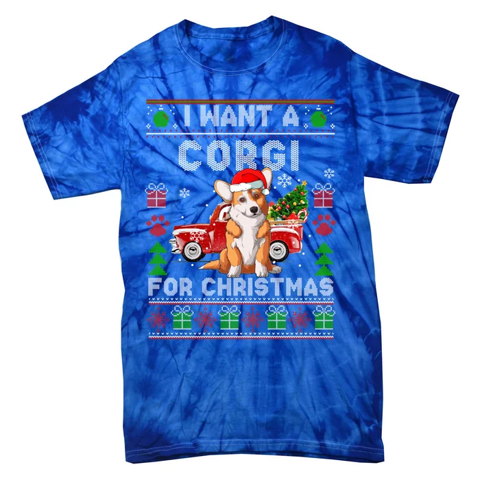 Cool Corgi Red Truck Christmas Ugly Xmas Sweater Dog Lover Gift Tie-Dye T-Shirt