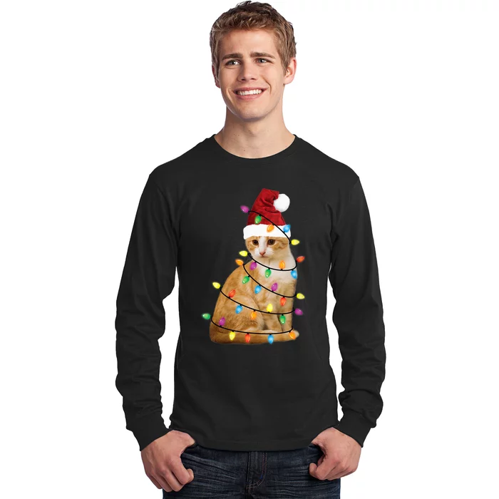 Cat Christmas Ree Santa Funny Xmas Cat Lover Long Sleeve Shirt