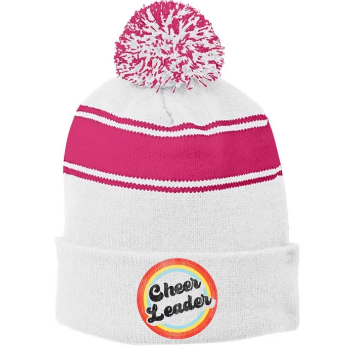 Cheer Cheerleading Retro Vintage Cheer Leader Meaningful Gift Stripe Pom Pom Beanie