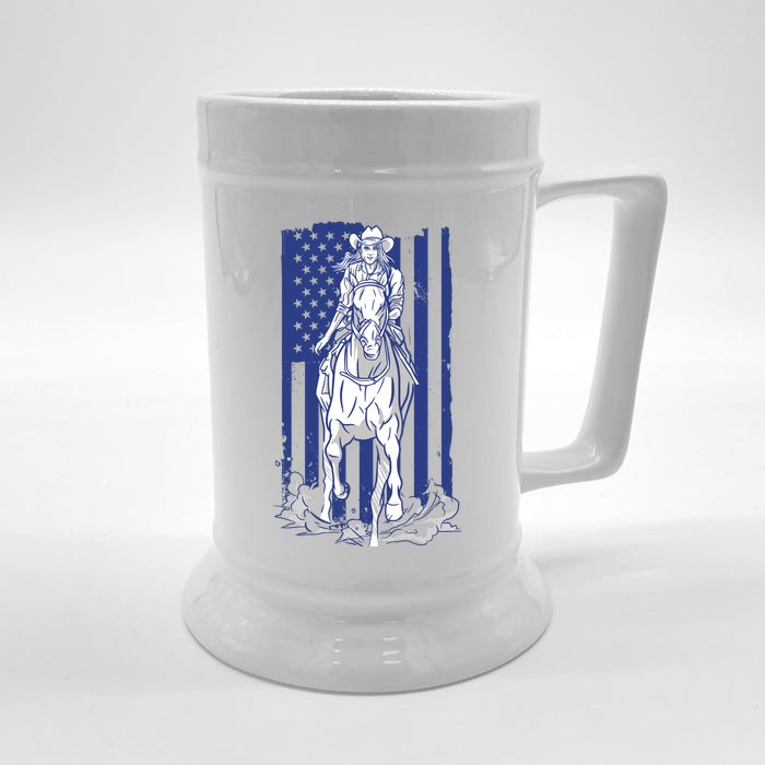 Rodeo Horse Country Life Cowboy Cowgirl Howdy American Flag Beer Stein