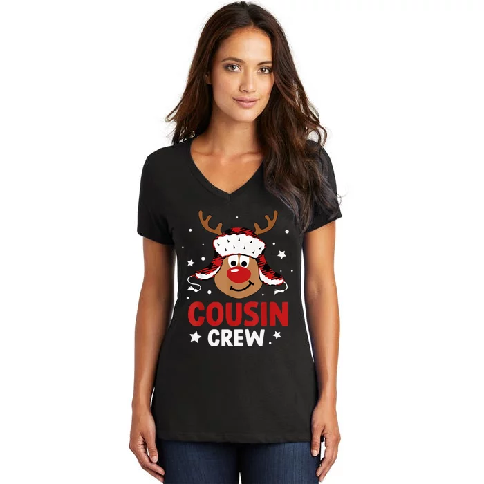 Cousin Crew Reindeer Christmas Pajama Xmas Holiday Boy Girl Women's V-Neck T-Shirt