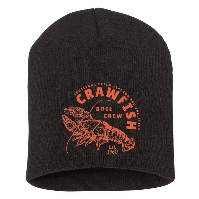 Crawfish Crew Retro Louisiana Cajun Seafood Gift Short Acrylic Beanie