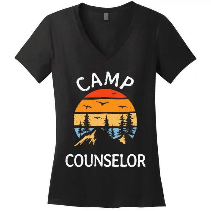 Camp Counselor Retro Summer Director Camper Staff Camping Women's V-Neck T-Shirt