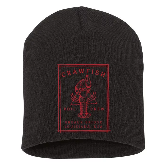 Crawfish Crew Retro Louisiana Cajun Seafood Gift Short Acrylic Beanie