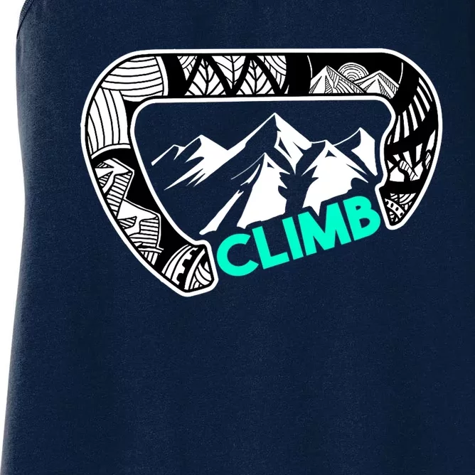 Cool Carabiner Rock Climbing Gift Print Climber Bouldering Women's Racerback Tank