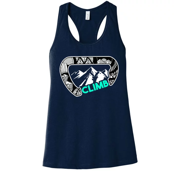 Cool Carabiner Rock Climbing Gift Print Climber Bouldering Women's Racerback Tank