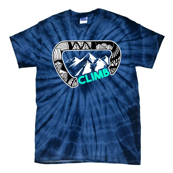 Cool Carabiner Rock Climbing Gift Print Climber Bouldering Tie-Dye T-Shirt