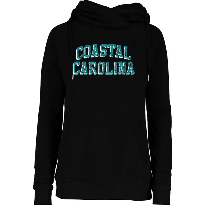 Coastal Carolina Retro Arch Logo Womens Funnel Neck Pullover Hood